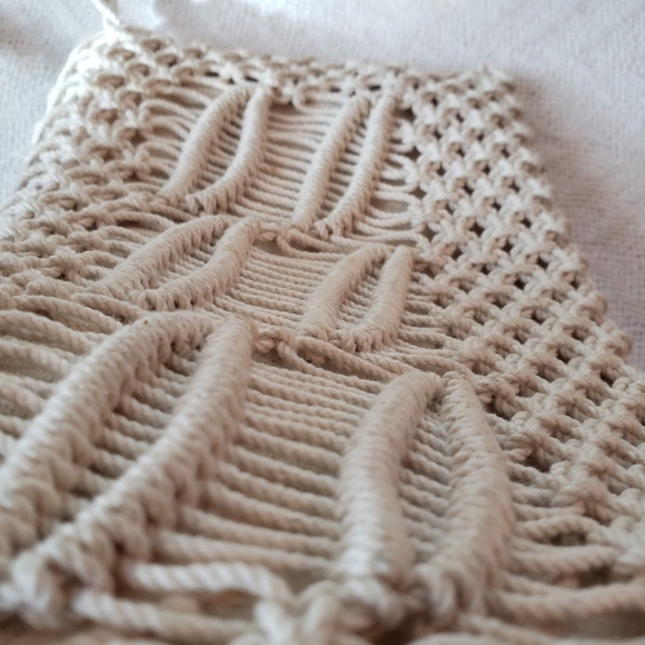 Macramé Shoulder Clutch Purse 9"x5.5" - Picture 6 of 11